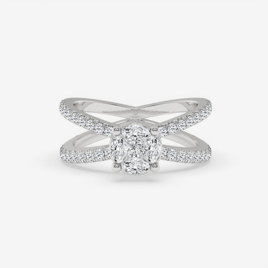 Marquise Cluster Criss-Cross Diamond Ring
