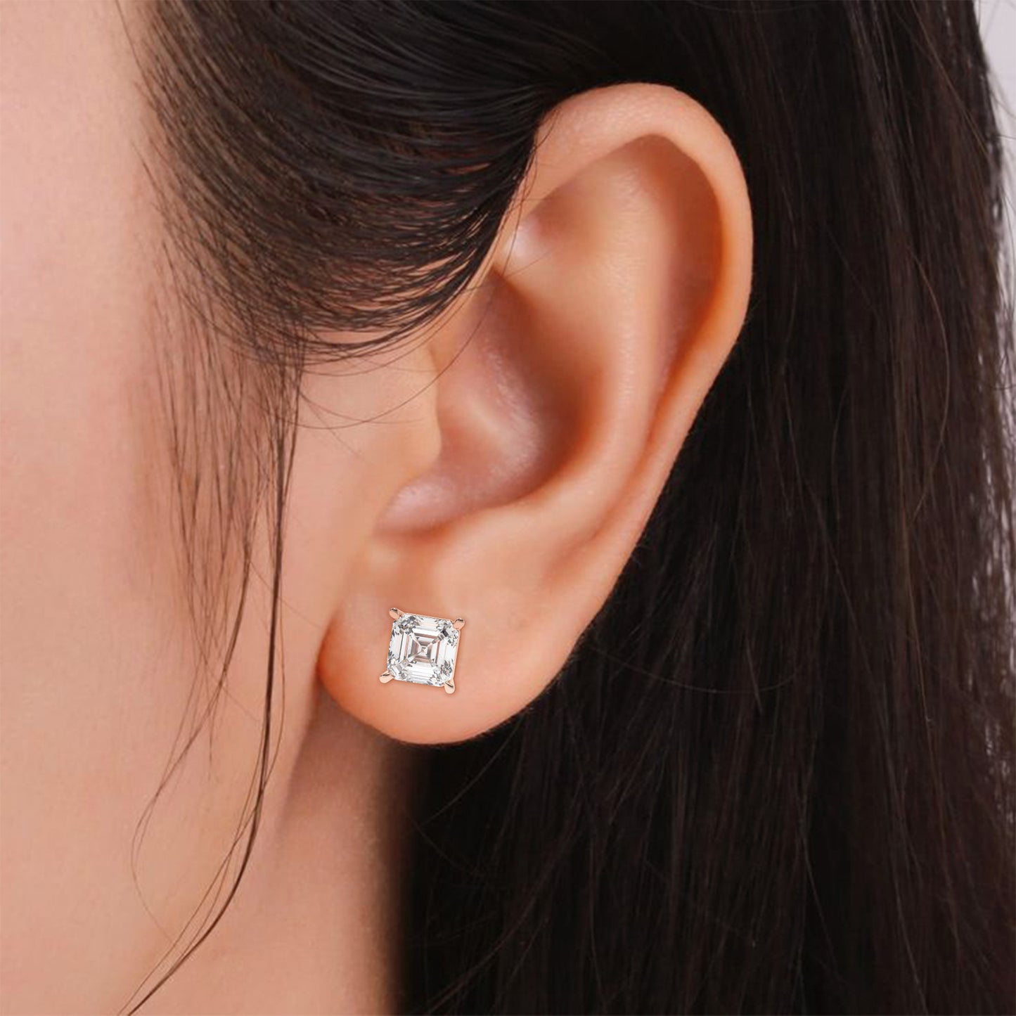 Asscher Cut Diamond Stud Earrings