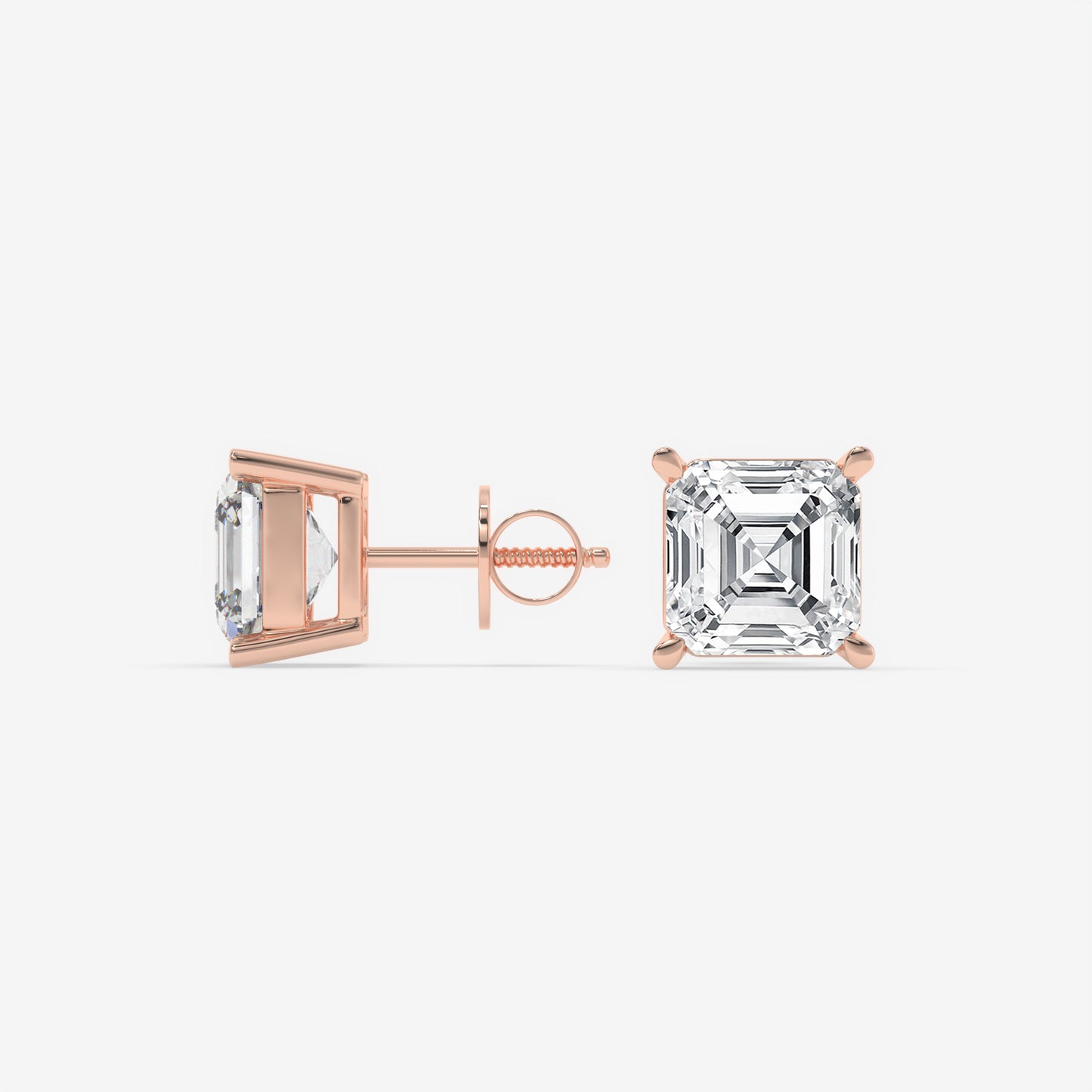 Asscher Cut Diamond Stud Earrings