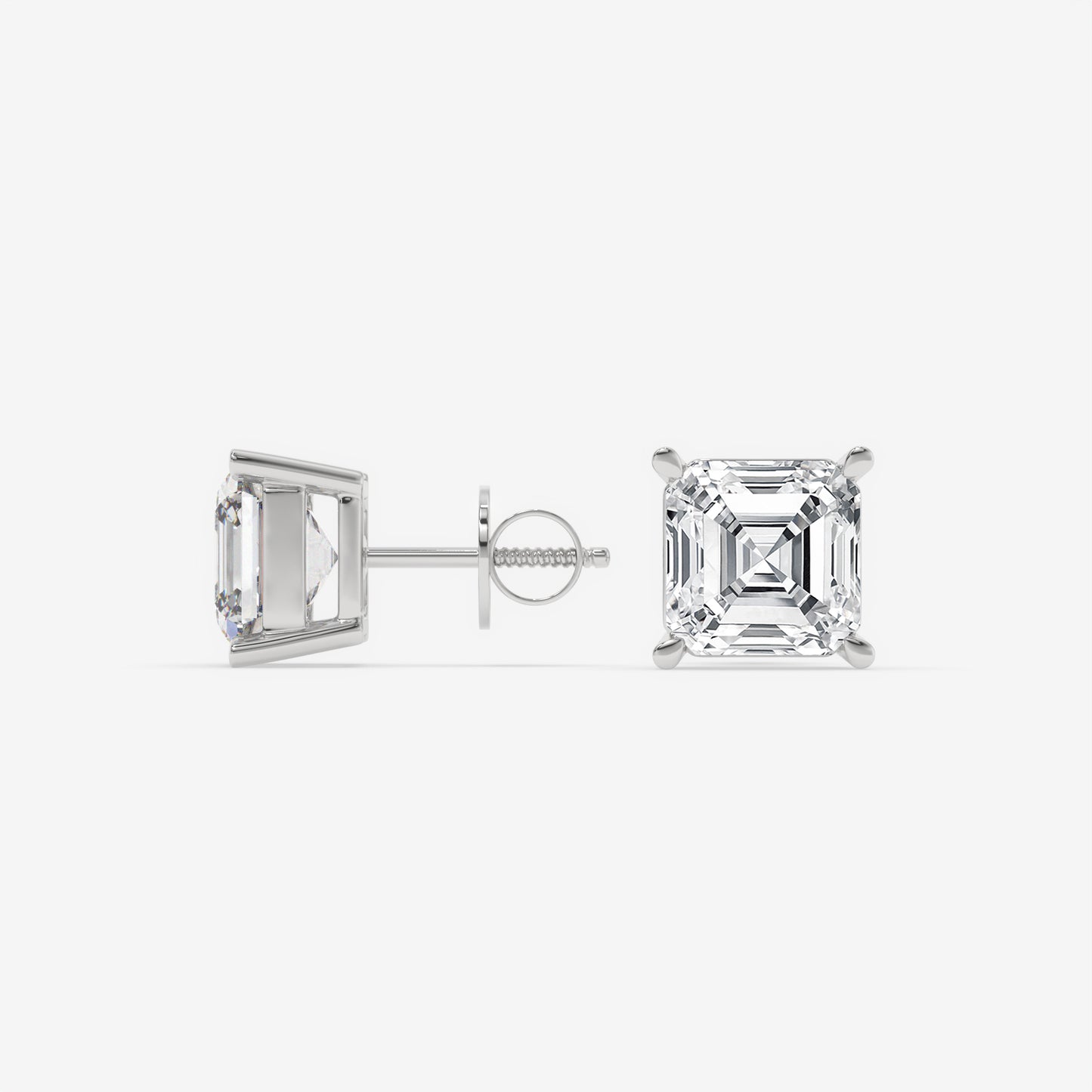 Asscher Cut Diamond Stud Earrings