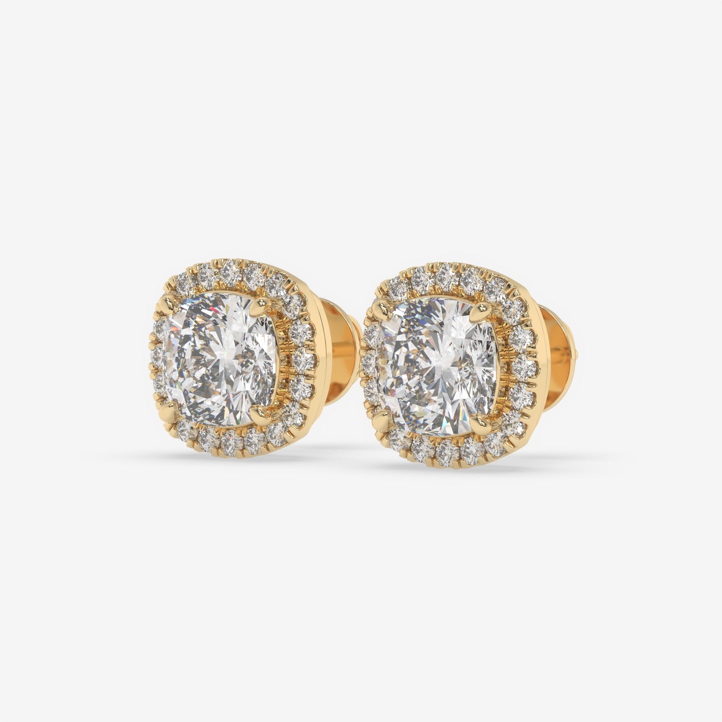 Cushion Cut Halo Stud Earrings