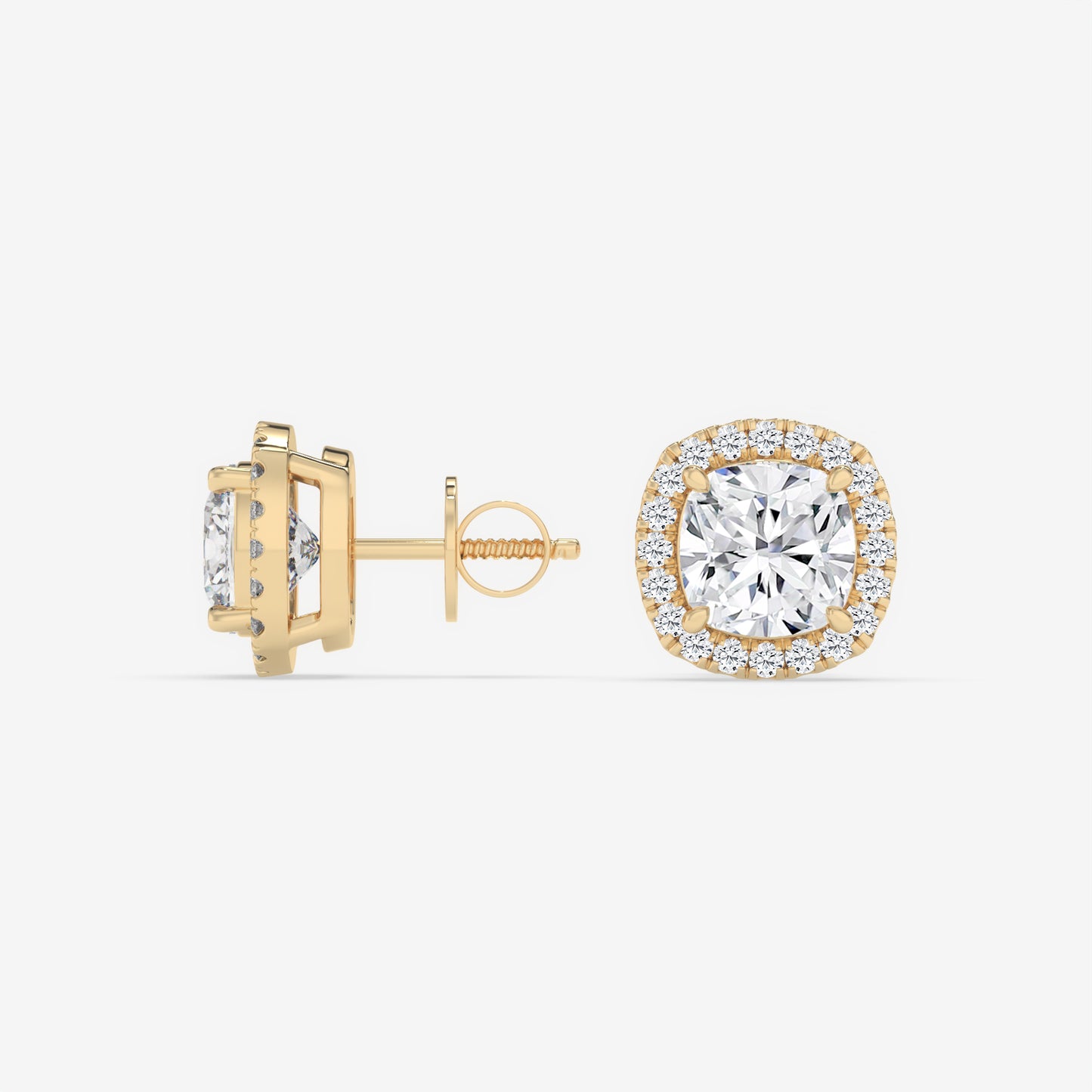 Cushion Cut Halo Stud Earrings