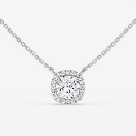 Cushion Cut Halo Diamond Necklace