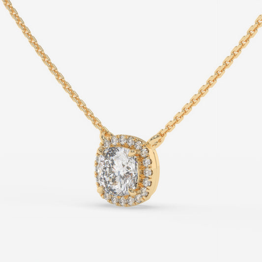 Cushion Cut Halo Diamond Necklace