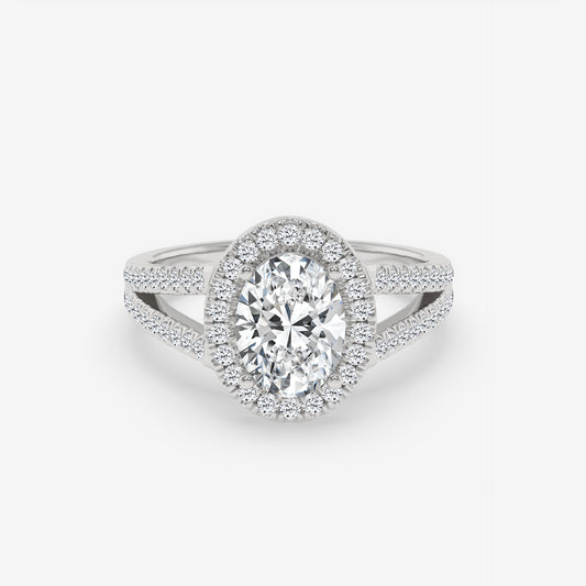 Double Band Halo Oval Ring