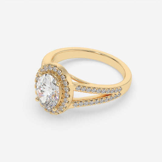 Double Band Halo Oval Ring