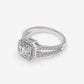 Asscher Halo Split Shank Ring