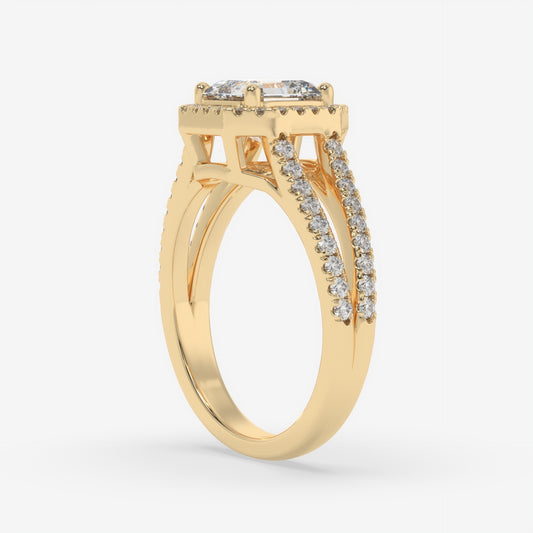 Asscher Halo Split Shank Ring