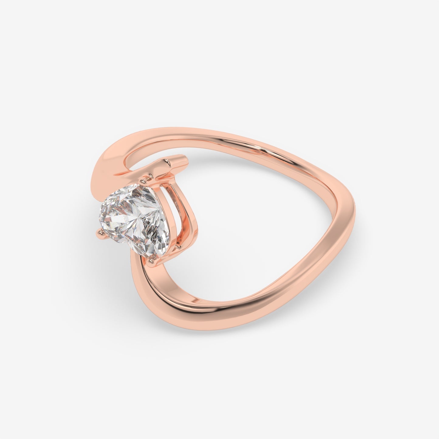 Curved Embrace Heart Ring