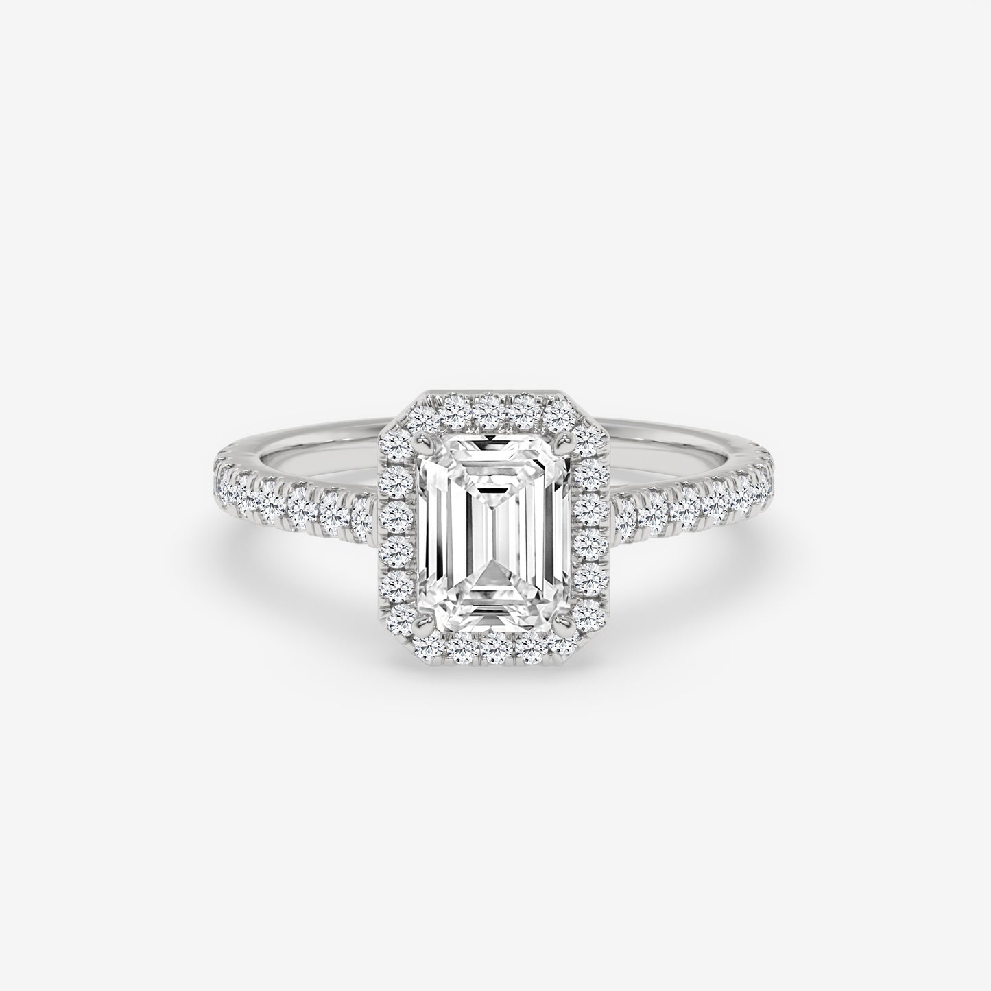 Emerald Cut Halo Engagement Ring