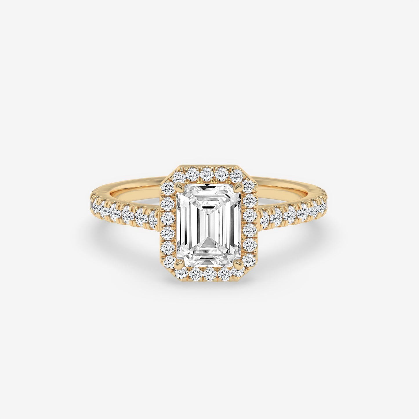 Emerald Cut Halo Engagement Ring
