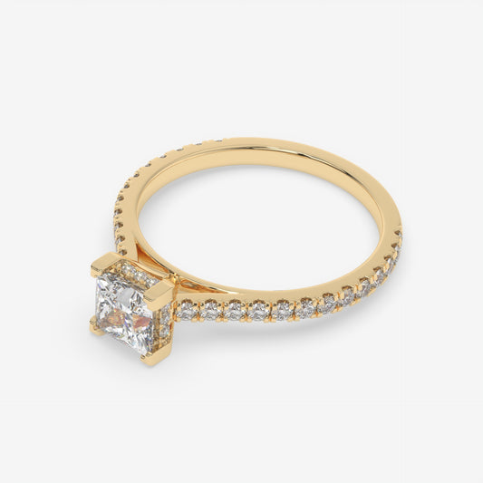 Princess Cut Pavé Diamond Ring