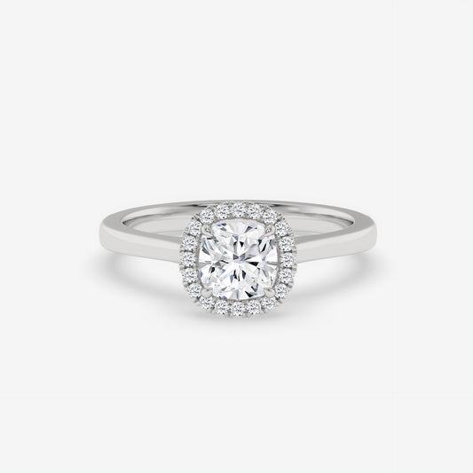 Cushion Cut Halo Solitaire Ring