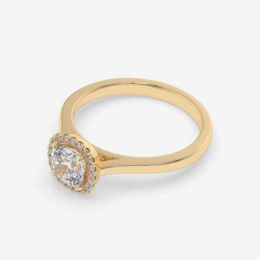 Cushion Cut Halo Solitaire Ring