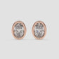 Oval Bezel-Set Diamond Stud Earrings