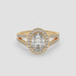 Double Band Halo Oval Ring