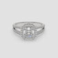 Asscher Halo Split Shank Ring