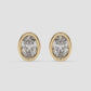 Oval Bezel-Set Diamond Stud Earrings