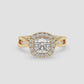 Cushion Cut Halo Diamond Ring with Split Shank