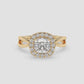 Cushion Cut Halo Diamond Ring with Split Shank